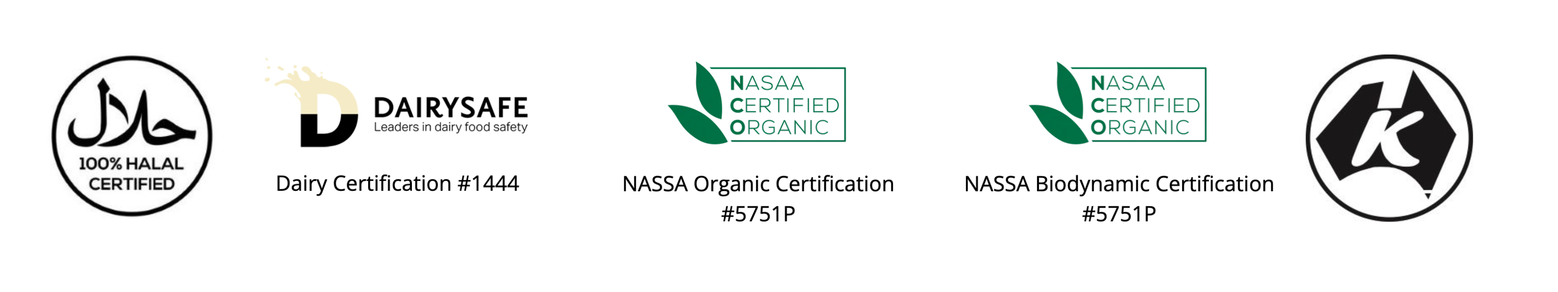 omghee certification Halal certified Dairy organic certification NASSA certification