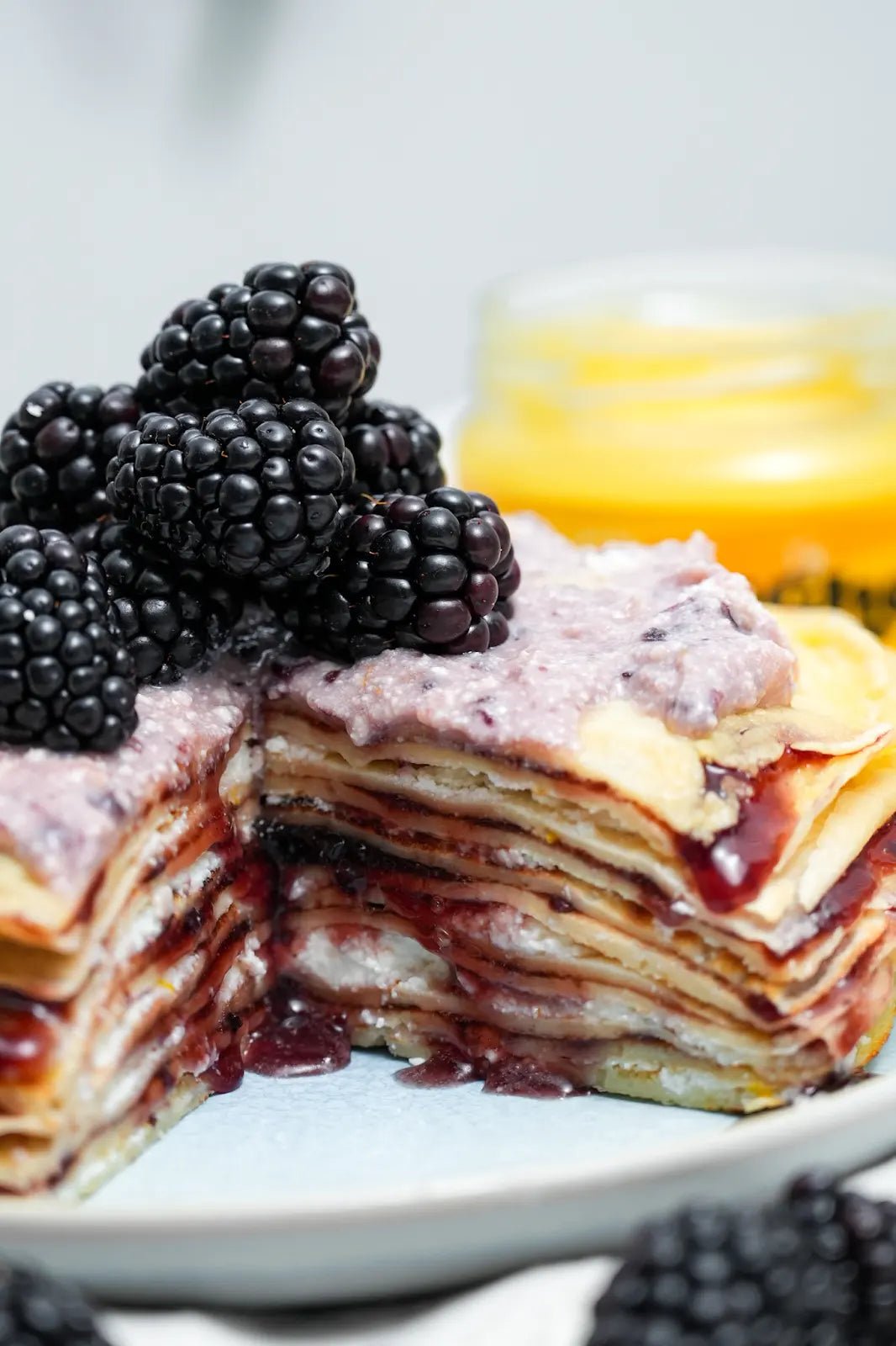 Blackberry & Ricotta Layered Crepe Cake