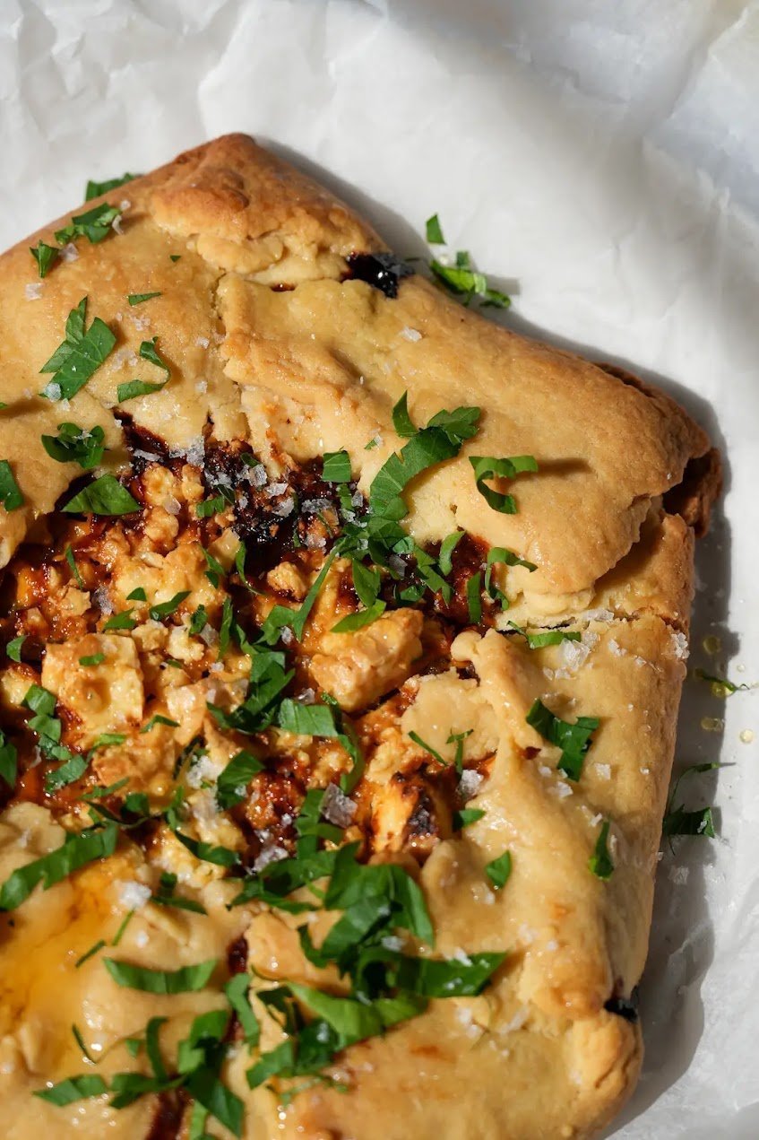 Caramelised Onion & Hot Honey Galette with Ghee Shortcrust Pastry - OMGhee