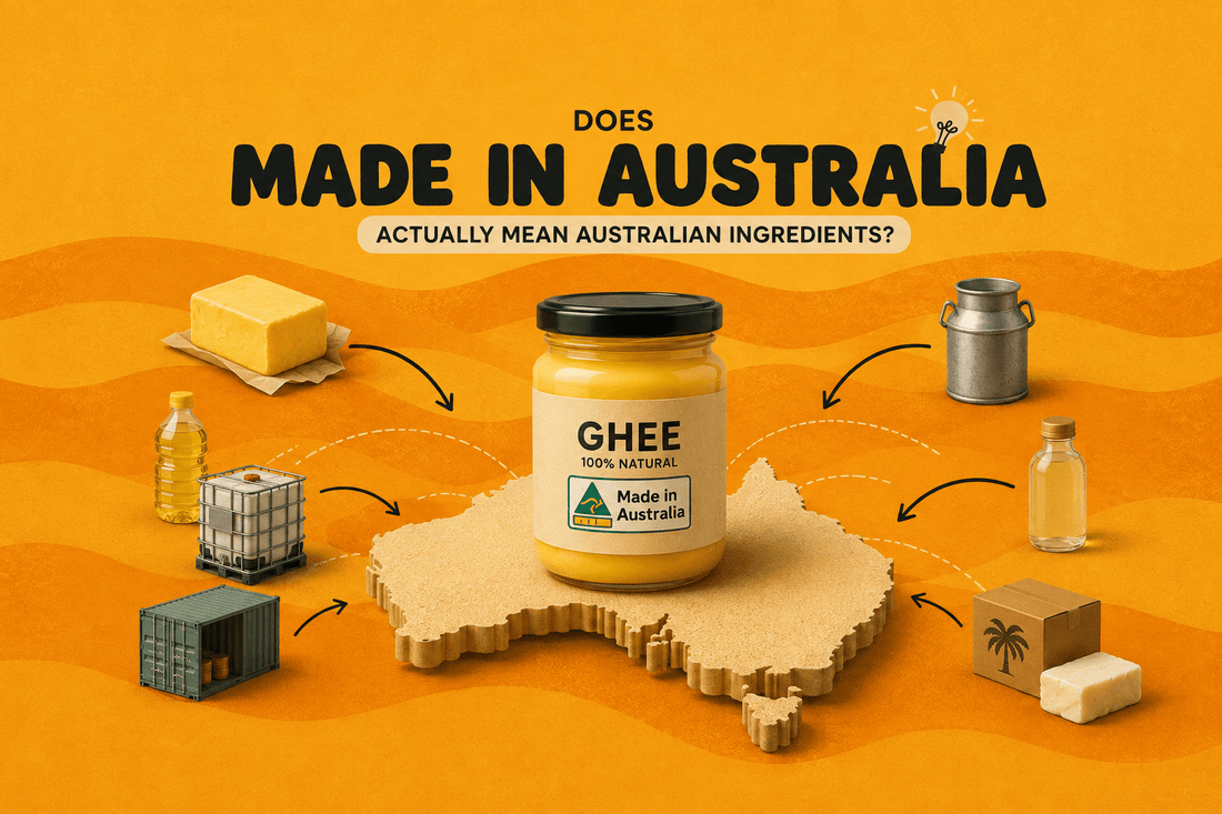 Jar of ghee on map of australia