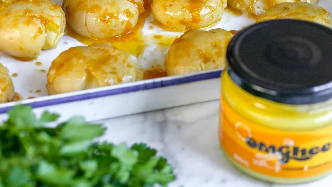 Potatoes with OMGhee and drizzle maple and miso